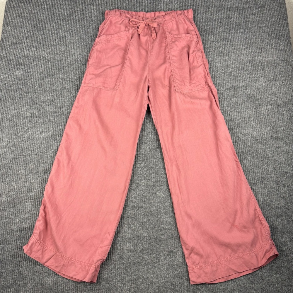 Faherty Topanga Drape Pants Womens M Tencel Linen Wide Leg Drawstring